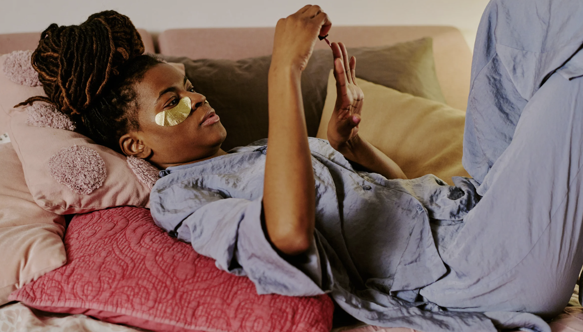 Woman practicing self-care