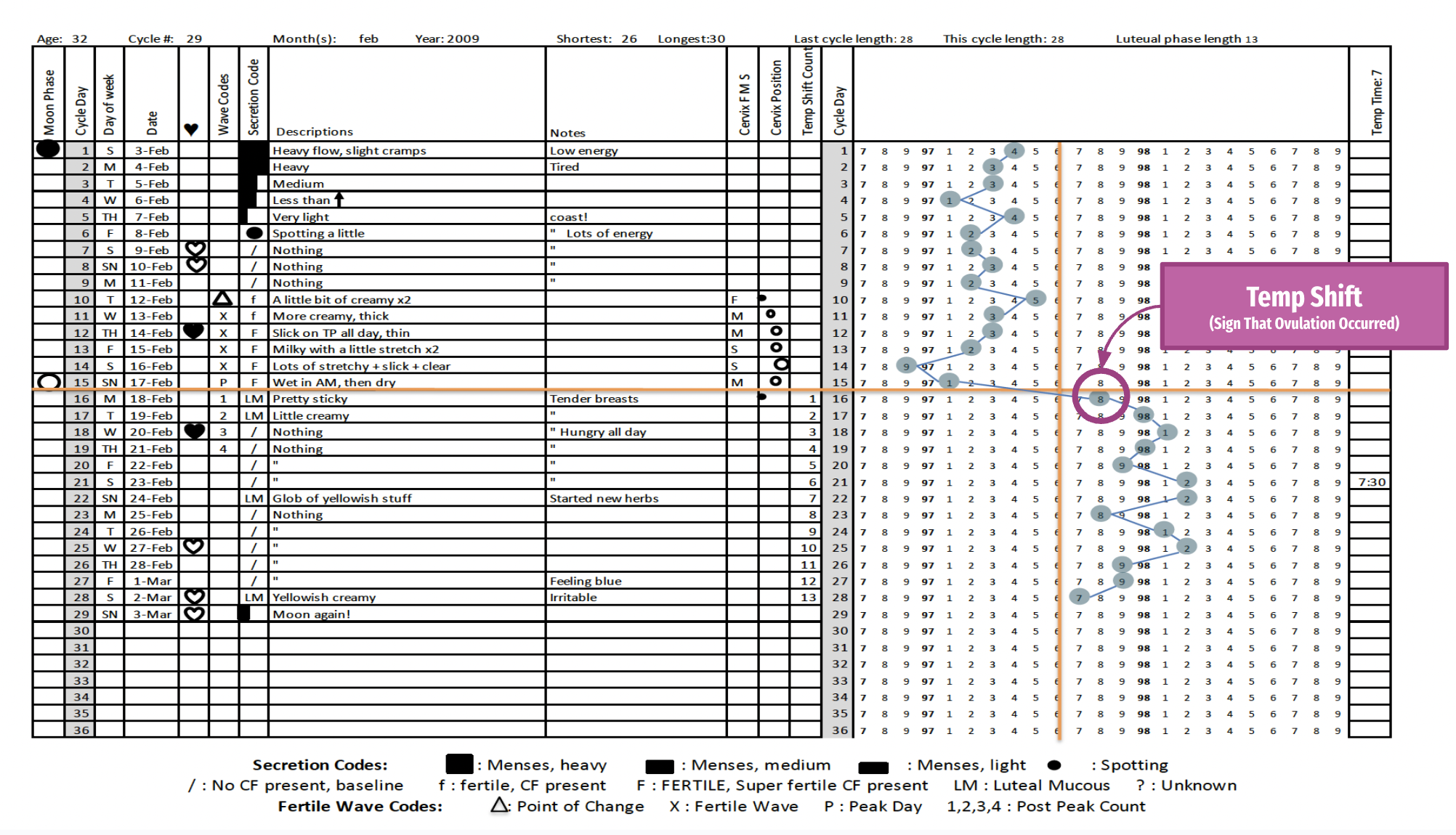 Cycle Tracking to Confirm Ovulation
